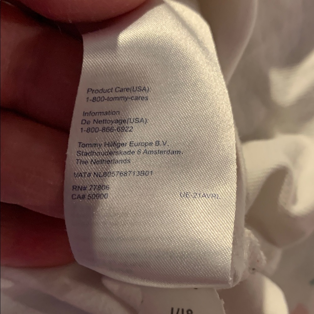 Tommy Hilfiger White Short Sleeve Tee with Red Logo and Black Stripes - Picture 13 of 13